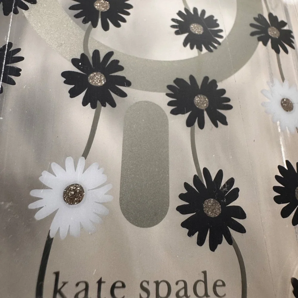 NEW Kate Spade New York iPhone 16 Daisy MagSafe Protective‎ Case Black White